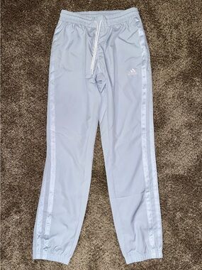 adidas Light Gray Jogger Track Pants with White Stripes